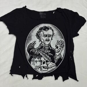 Black‎ Matter Edgar Allan Poe Raven Skull Grunge Distressed T Shirt Women's S